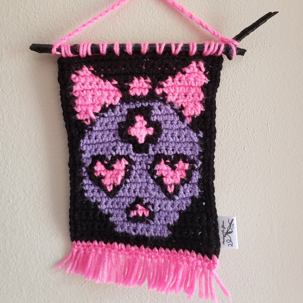Pastel goth skull tapestry